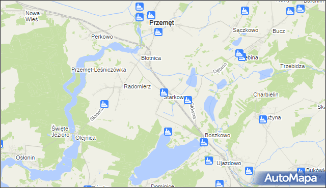 mapa Starkowo gmina Przemęt, Starkowo gmina Przemęt na mapie Targeo
