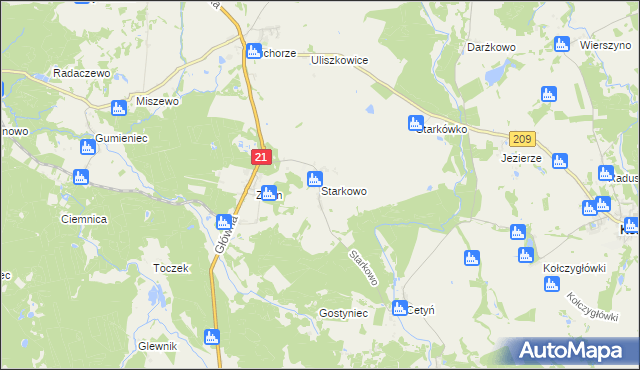 mapa Starkowo gmina Trzebielino, Starkowo gmina Trzebielino na mapie Targeo