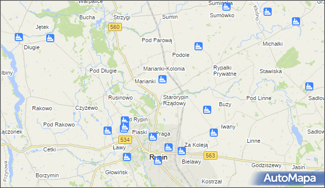 mapa Starorypin Rządowy, Starorypin Rządowy na mapie Targeo