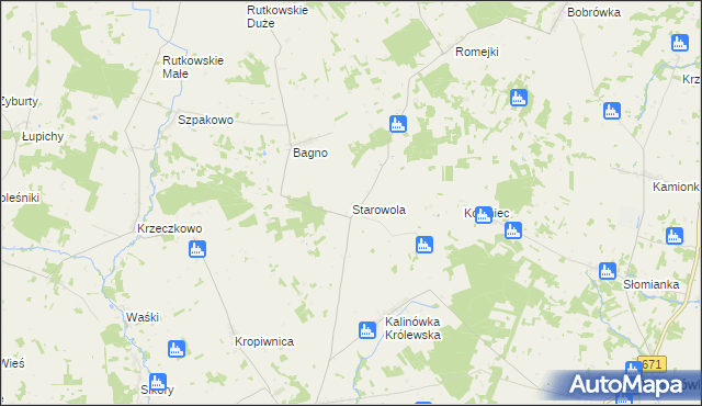 mapa Starowola gmina Jaświły, Starowola gmina Jaświły na mapie Targeo