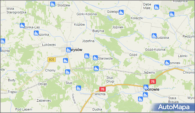 mapa Starowola gmina Parysów, Starowola gmina Parysów na mapie Targeo
