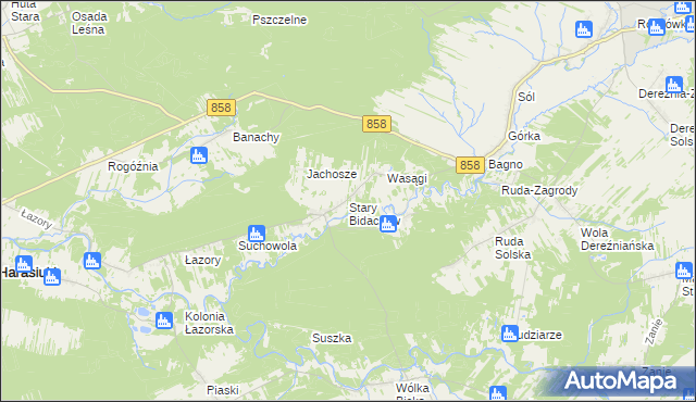 mapa Stary Bidaczów, Stary Bidaczów na mapie Targeo