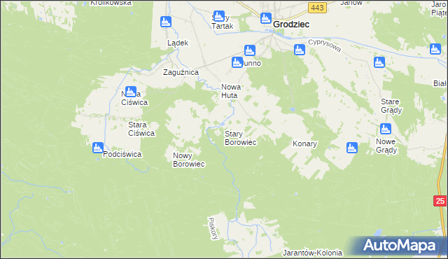 mapa Stary Borowiec, Stary Borowiec na mapie Targeo