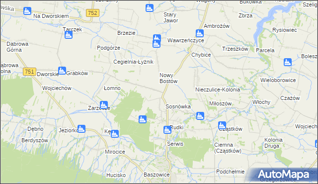 mapa Stary Bostów, Stary Bostów na mapie Targeo