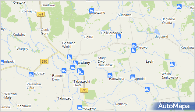 mapa Stary Dwór Barciański, Stary Dwór Barciański na mapie Targeo