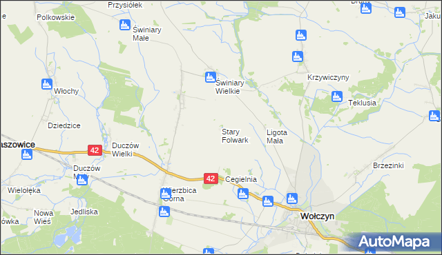 mapa Stary Folwark gmina Wołczyn, Stary Folwark gmina Wołczyn na mapie Targeo
