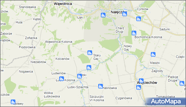 mapa Stary Gaj gmina Wojciechów, Stary Gaj gmina Wojciechów na mapie Targeo