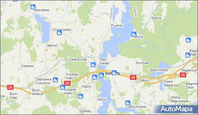 mapa Stary Gieląd, Stary Gieląd na mapie Targeo