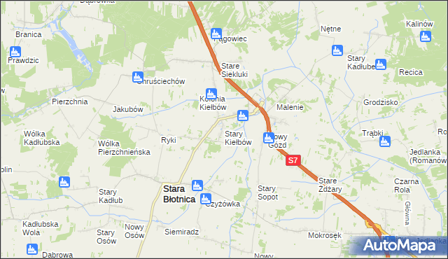 mapa Stary Kiełbów, Stary Kiełbów na mapie Targeo