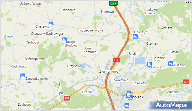 mapa Stary Komunin, Stary Komunin na mapie Targeo