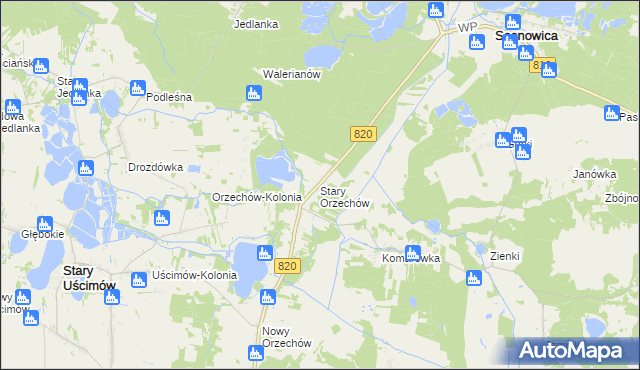 mapa Stary Orzechów, Stary Orzechów na mapie Targeo