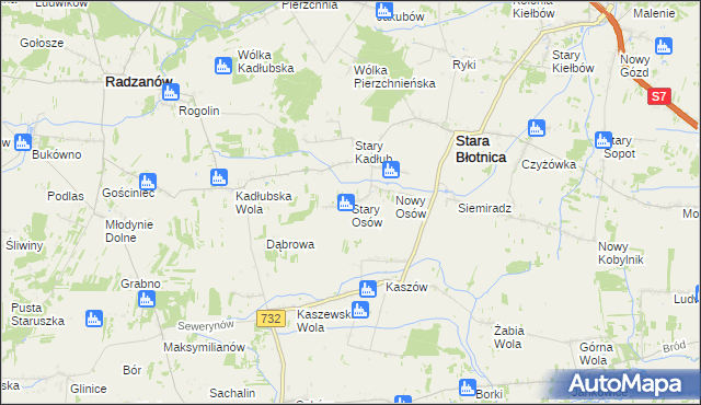 mapa Stary Osów, Stary Osów na mapie Targeo