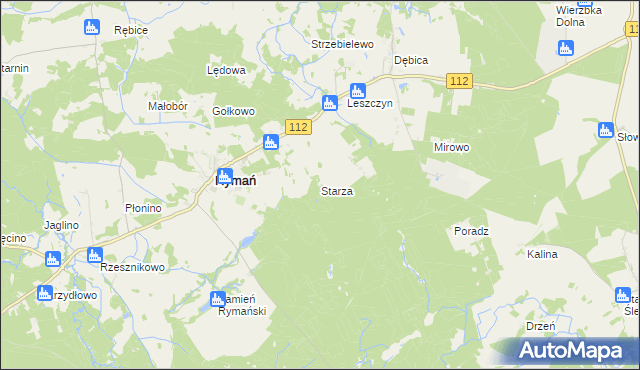 mapa Starza gmina Rymań, Starza gmina Rymań na mapie Targeo