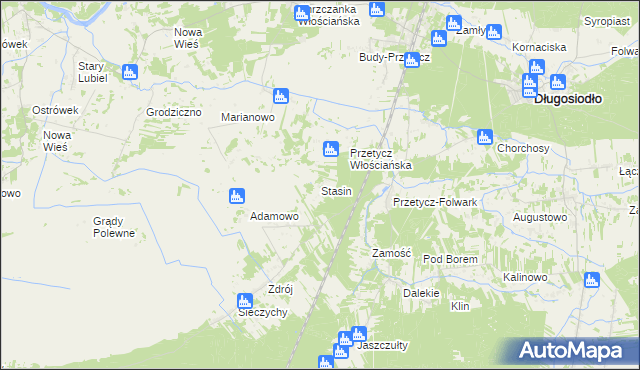 mapa Stasin gmina Długosiodło, Stasin gmina Długosiodło na mapie Targeo