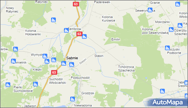 mapa Stasin gmina Sabnie, Stasin gmina Sabnie na mapie Targeo