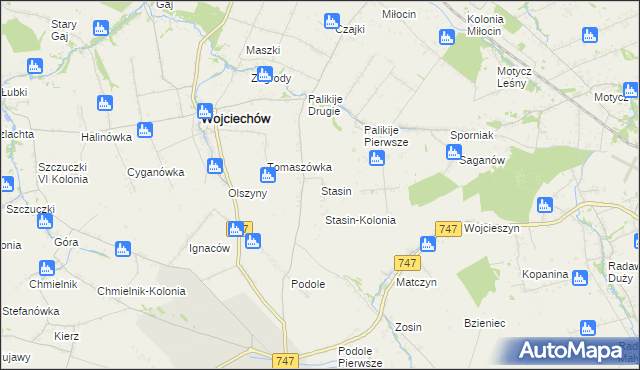 mapa Stasin gmina Wojciechów, Stasin gmina Wojciechów na mapie Targeo