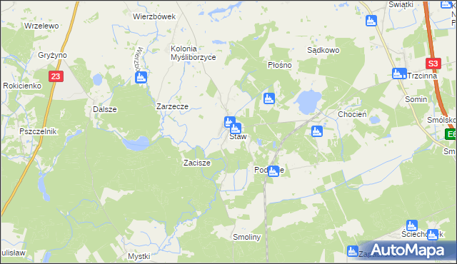 mapa Staw gmina Lubiszyn, Staw gmina Lubiszyn na mapie Targeo