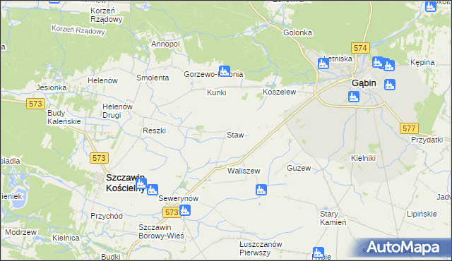 mapa Staw gmina Szczawin Kościelny, Staw gmina Szczawin Kościelny na mapie Targeo