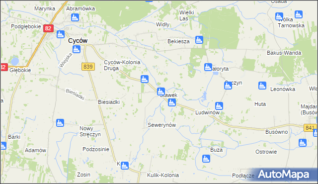 mapa Stawek gmina Cyców, Stawek gmina Cyców na mapie Targeo