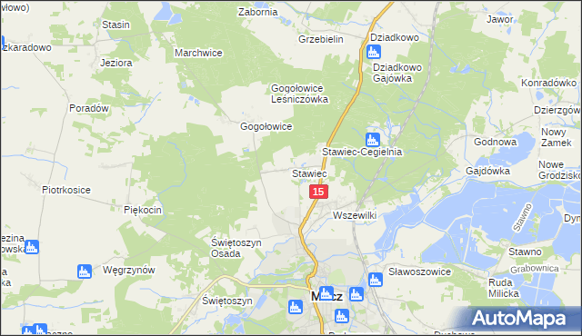 mapa Stawiec gmina Milicz, Stawiec gmina Milicz na mapie Targeo
