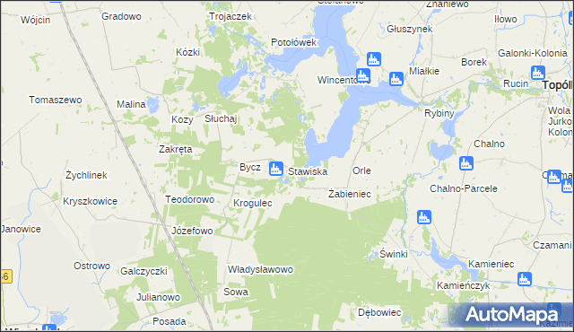 mapa Stawiska gmina Piotrków Kujawski, Stawiska gmina Piotrków Kujawski na mapie Targeo