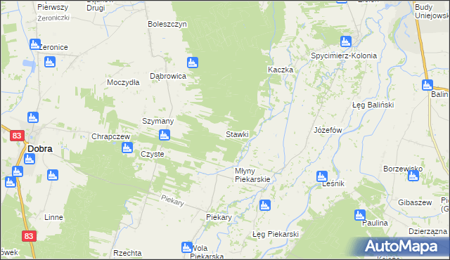 mapa Stawki gmina Dobra, Stawki gmina Dobra na mapie Targeo