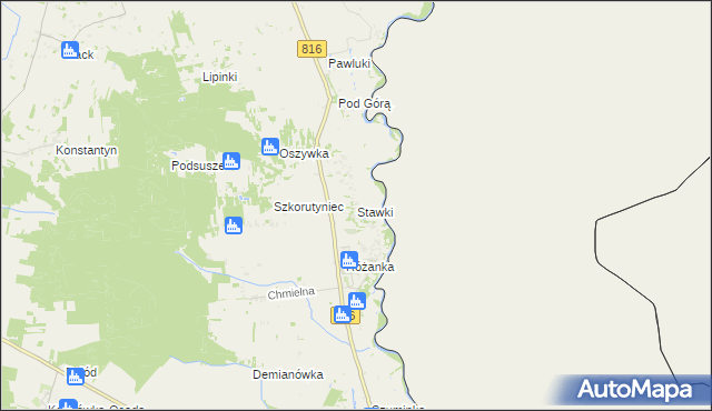 mapa Stawki gmina Włodawa, Stawki gmina Włodawa na mapie Targeo