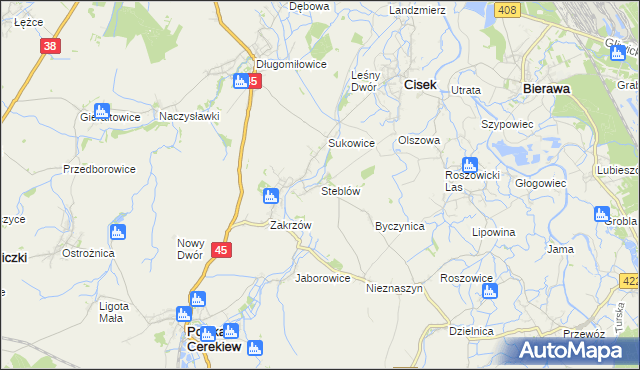 mapa Steblów gmina Cisek, Steblów gmina Cisek na mapie Targeo