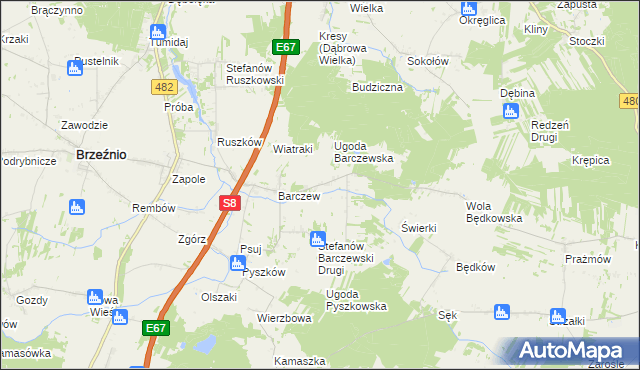 mapa Stefanów Barczewski Pierwszy, Stefanów Barczewski Pierwszy na mapie Targeo