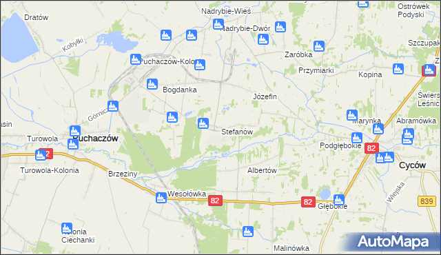 mapa Stefanów gmina Cyców, Stefanów gmina Cyców na mapie Targeo