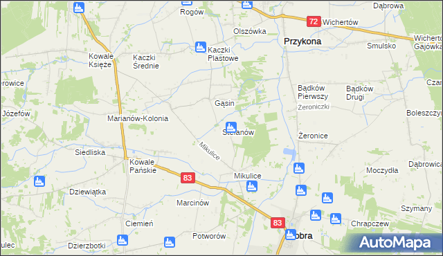 mapa Stefanów gmina Dobra, Stefanów gmina Dobra na mapie Targeo