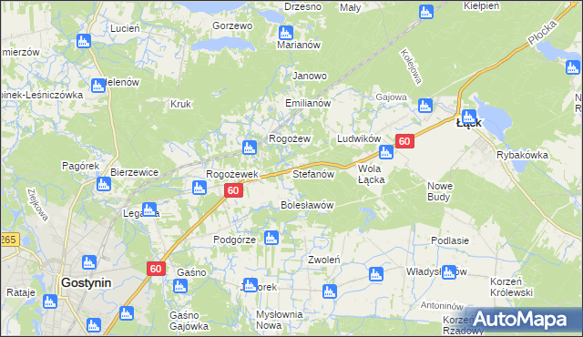 mapa Stefanów gmina Gostynin, Stefanów gmina Gostynin na mapie Targeo
