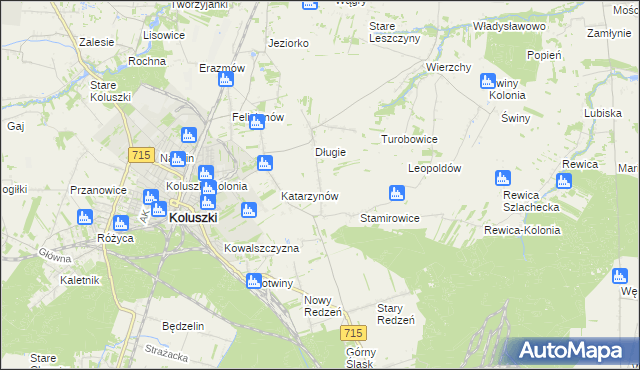 mapa Stefanów gmina Koluszki, Stefanów gmina Koluszki na mapie Targeo