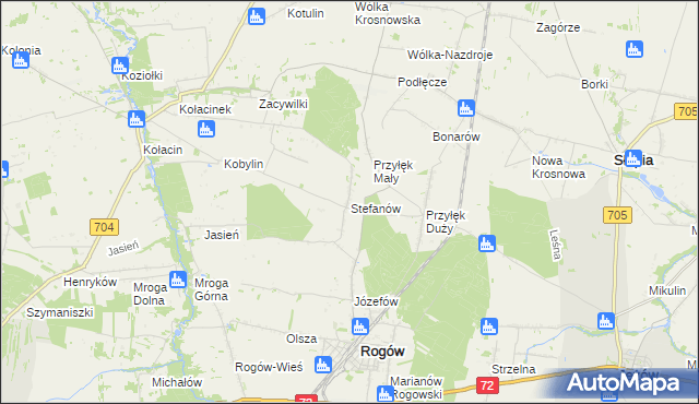 mapa Stefanów gmina Rogów, Stefanów gmina Rogów na mapie Targeo