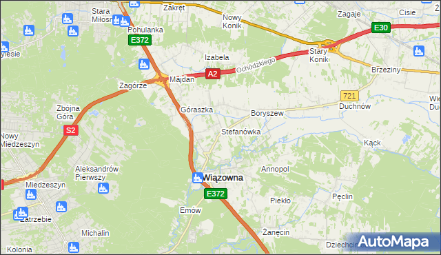 mapa Stefanówka gmina Wiązowna, Stefanówka gmina Wiązowna na mapie Targeo