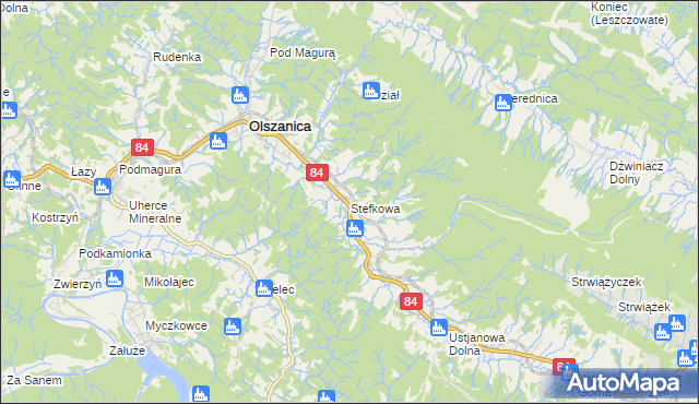 mapa Stefkowa, Stefkowa na mapie Targeo