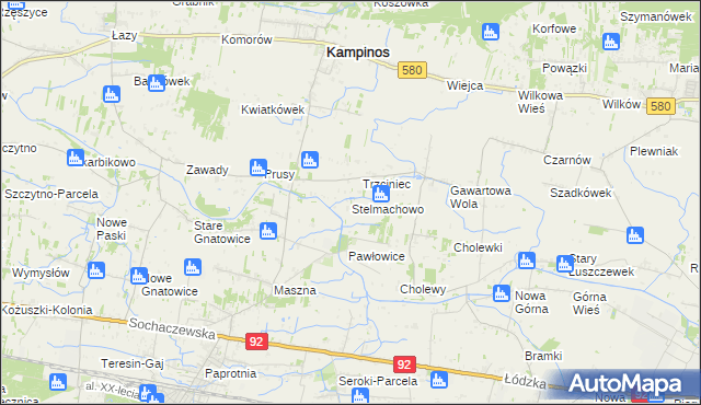 mapa Stelmachowo gmina Leszno, Stelmachowo gmina Leszno na mapie Targeo