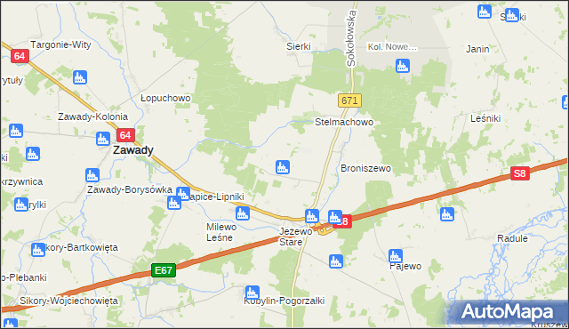 mapa Stelmachowo-Kolonia, Stelmachowo-Kolonia na mapie Targeo