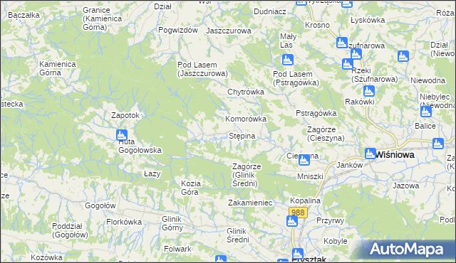 mapa Stępina, Stępina na mapie Targeo