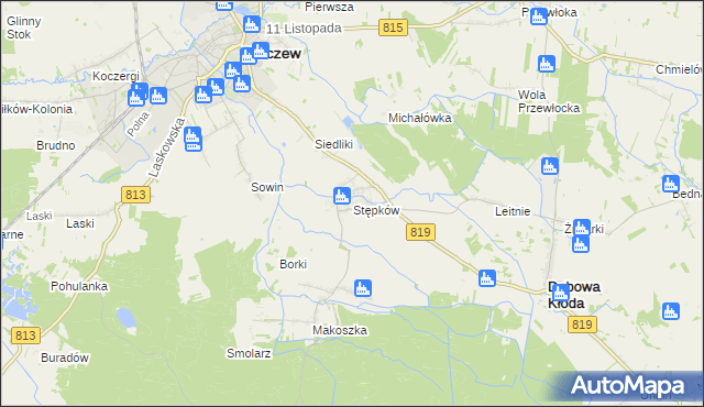 mapa Stępków, Stępków na mapie Targeo