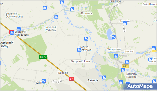 mapa Stężyca Łęczyńska, Stężyca Łęczyńska na mapie Targeo