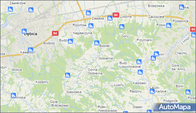mapa Stobierna gmina Dębica, Stobierna gmina Dębica na mapie Targeo