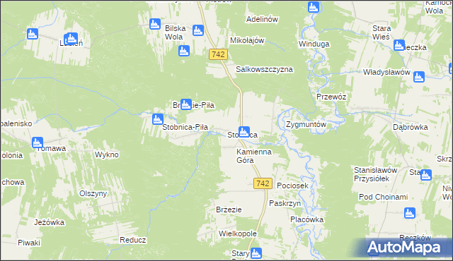 mapa Stobnica gmina Ręczno, Stobnica gmina Ręczno na mapie Targeo