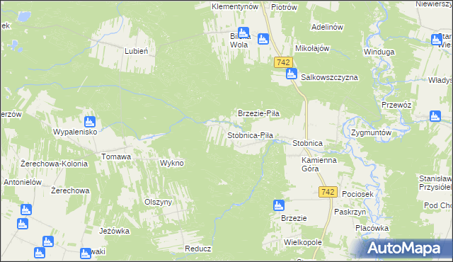 mapa Stobnica-Piła, Stobnica-Piła na mapie Targeo