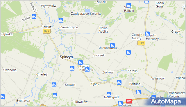 mapa Stoczek gmina Spiczyn, Stoczek gmina Spiczyn na mapie Targeo