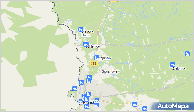 mapa Stojanów gmina Pieńsk, Stojanów gmina Pieńsk na mapie Targeo