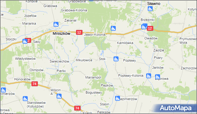 mapa Stok gmina Mniszków, Stok gmina Mniszków na mapie Targeo