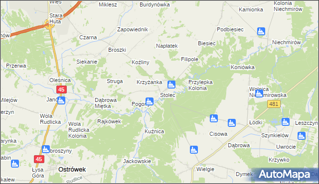 mapa Stolec gmina Złoczew, Stolec gmina Złoczew na mapie Targeo
