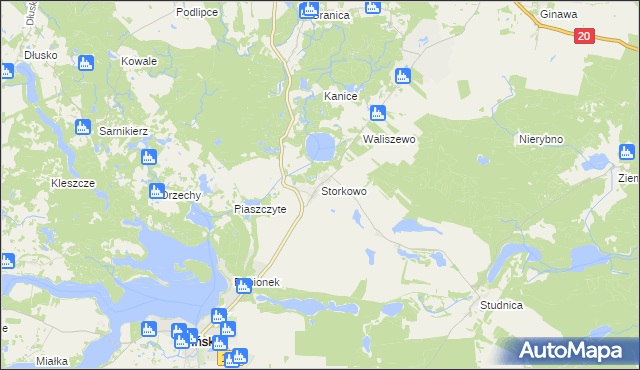mapa Storkowo gmina Ińsko, Storkowo gmina Ińsko na mapie Targeo