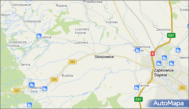 mapa Stoszowice, Stoszowice na mapie Targeo